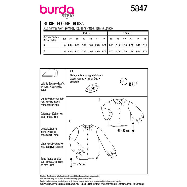 Blus | Burda 5847 | 36-46,  image number 9