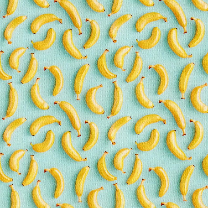 Bomullstyg Poplin bananer – eukalyptus/solgult, image number 1