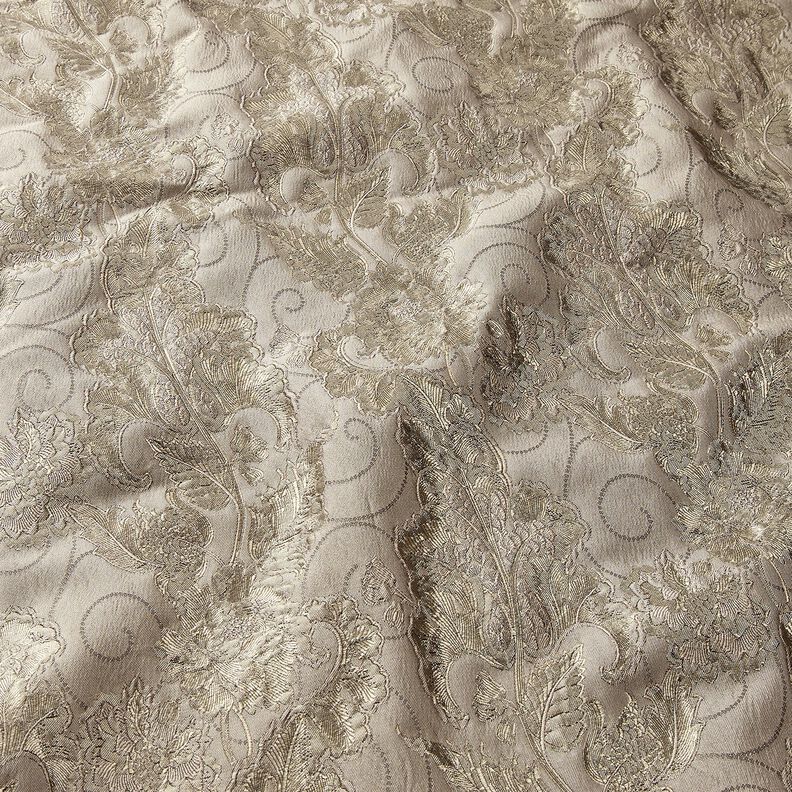 Klädtyg jacquard Brokad blommor – mullvad,  image number 2