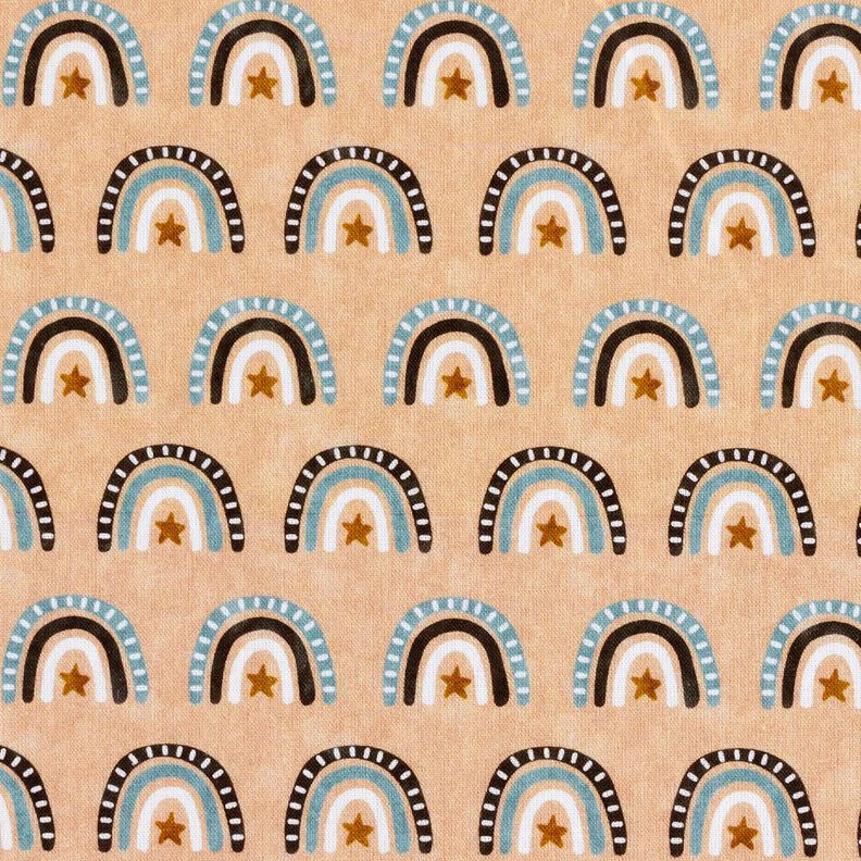 Bomullspoplin regnbågar Digitaltryck – beige,  image number 1