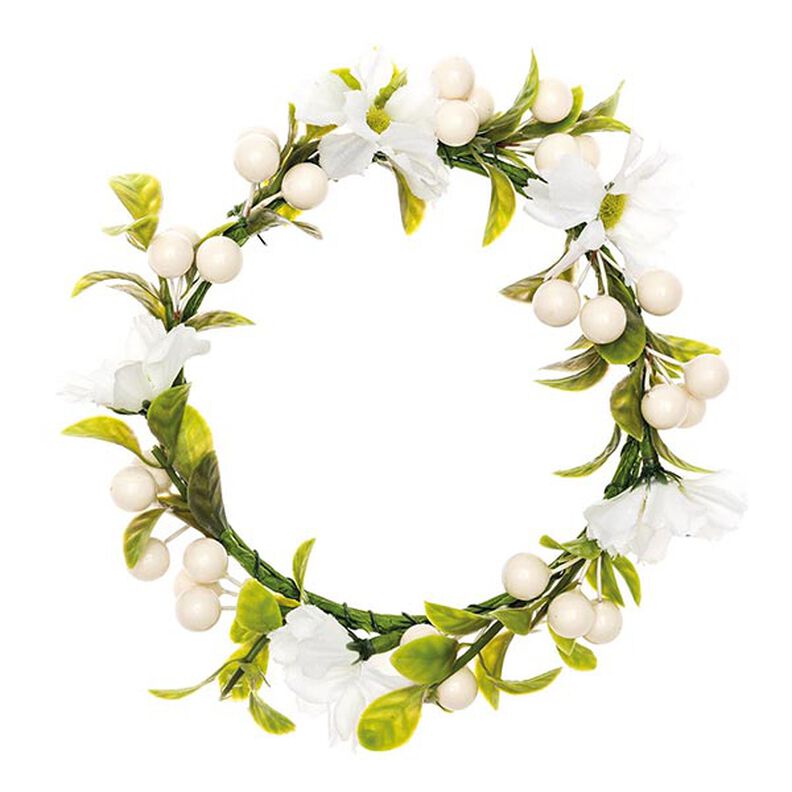 Dekoration Blomsterkrans med bär [Ø 10 cm/ 16 cm] – vit/grön,  image number 1
