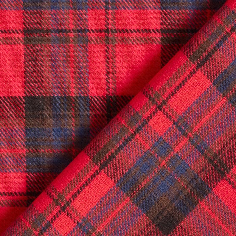 Bomullsflanell rutigt – chiliröd/indigo, image number 4