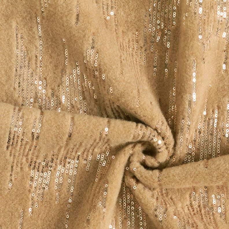 Kapptyg stickat paljettränder – beige, image number 4