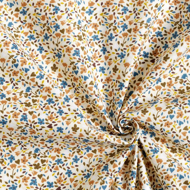 Bomullstyg Kretong spridda blommor – ljusbeige/ljusbrun,  image number 3
