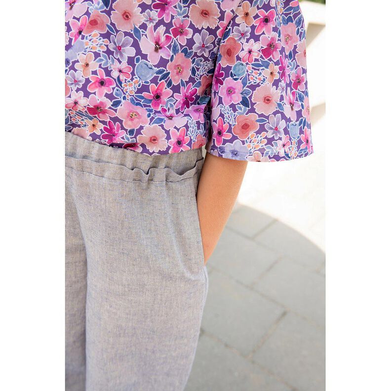 Chambray lurex melerad | Poppy Fabrics – blå/elfenbensvit,  image number 5