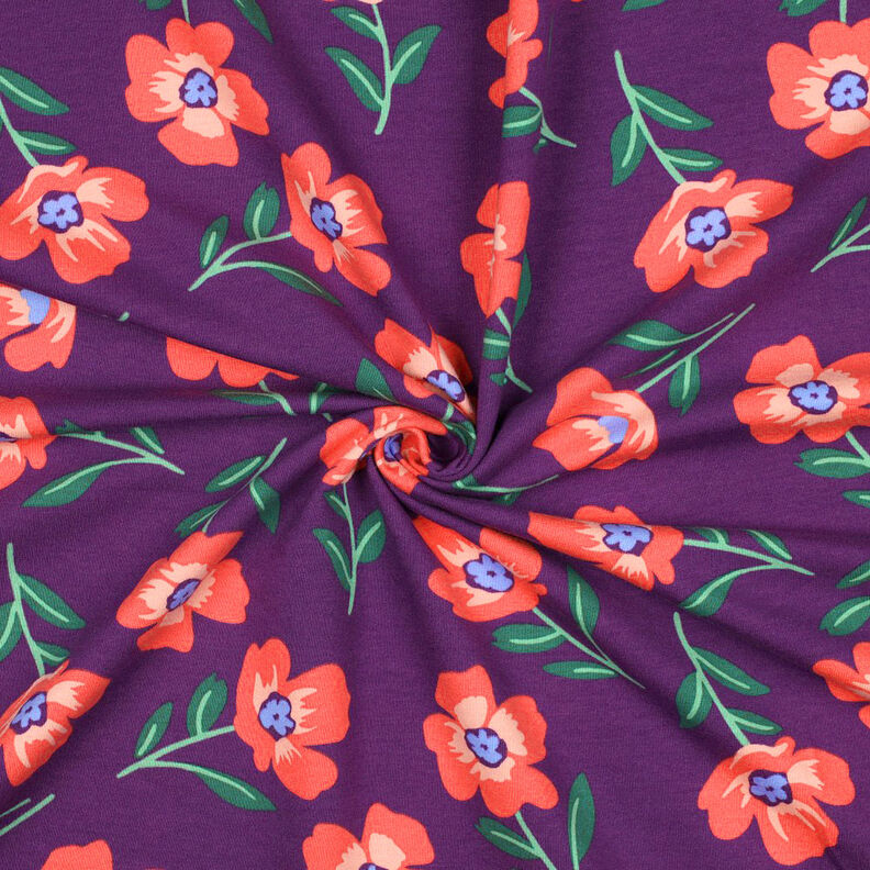 Sweatshirt Ruggad Blommor | by Poppy – rödlila/hummer,  image number 3
