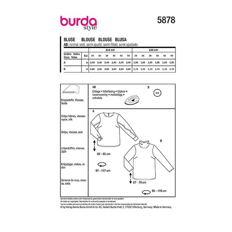 Blus | Burda 5878 | 34-44,  image number 10