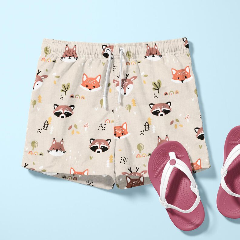 Bomullspoplin skogsdjurshuvuden &ndash; natur/koppar,  image number 6