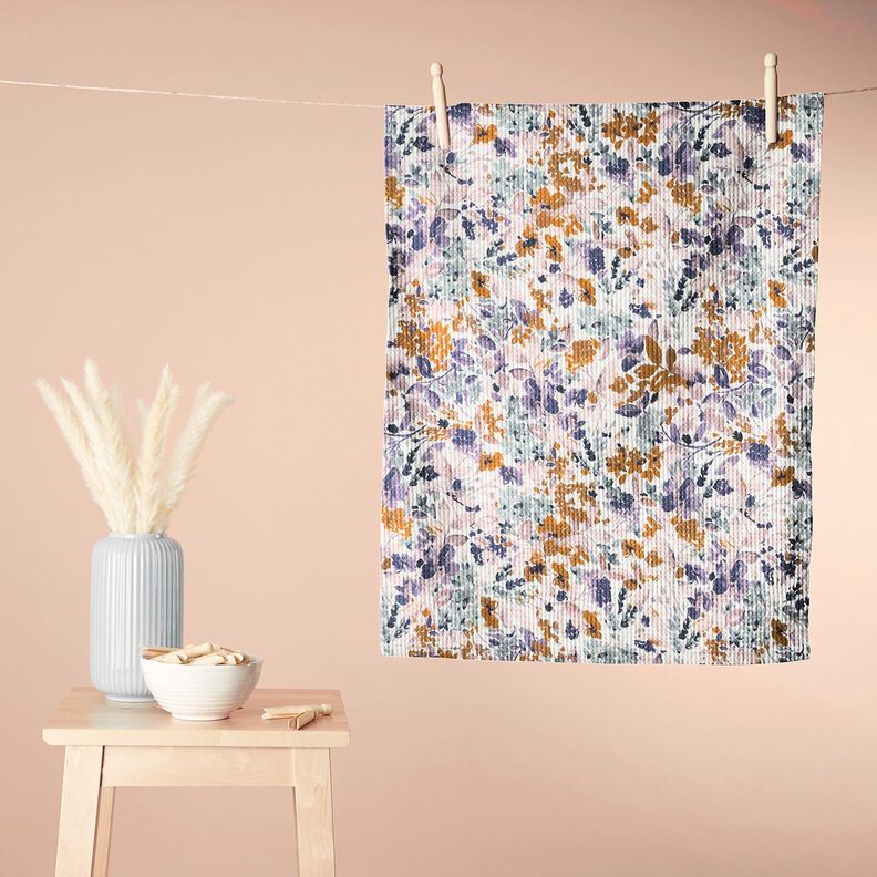 Våffelpiké akvarellblommor | Poppy Fabrics – vit/lavender, image number 8