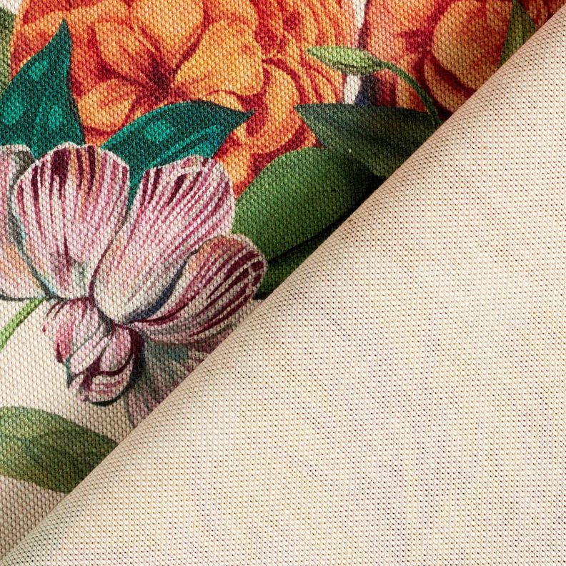 Dekorationstyg Halvpanama Magnifika blommor – natur/purpur, image number 4
