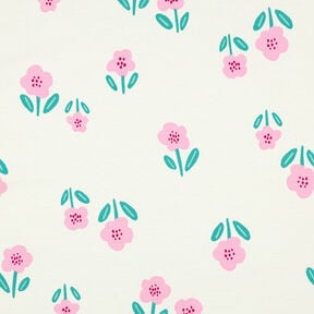 French Terry Sommarsweat Blommor| by Poppy – yllevit/rosa, 