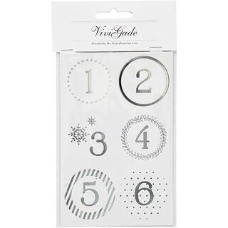 Adventskalender-klistermärken - silver, 