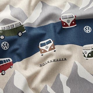 Dekorationstyg Halvpanama VW-äventyr – jeansblå/natur, 