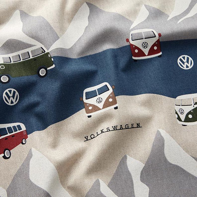 Dekorationstyg Halvpanama VW-äventyr – jeansblå/natur,  image number 2