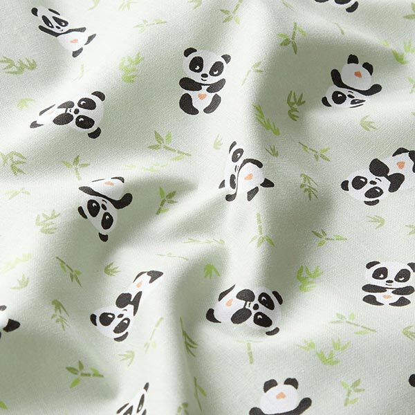 Bomullstyg Kretong gosig panda – grön,  image number 2