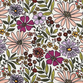 Bomullsjersey Blomsterhav | Poppy Fabrics – yllevit/fläder, 