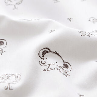 GOTS Bomullspoplin Baby-elefanter – vit, 