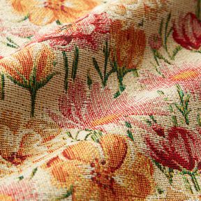 Dekorationstyg Gobeläng ängsblommor – ljusbeige/kaminrött, 