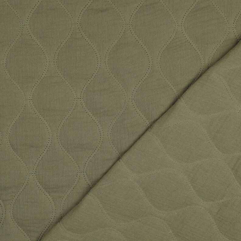 Quiltat tyg Muslin Vågor – ljus kaki, image number 4