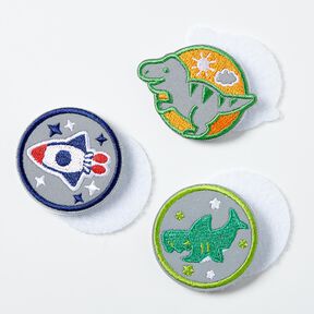 Reflektorplåster med kardborreband, 3-pack – grön/indigo, 