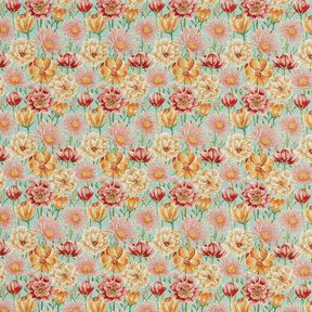 Dekorationstyg Gobeläng ängsblommor – eukalyptus/solgult, 