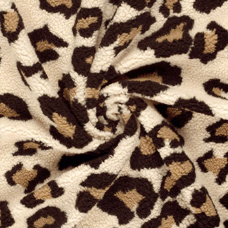 sherpa teddyplysch leopardmönster – mandel/svart,  image number 3