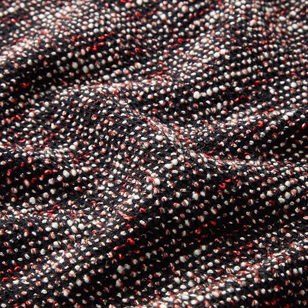 Stickad bouclé bomullsmix melange – svart/rött, image number 2