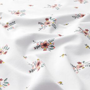 GOTS Bomullsjersey Spridda blommor | Poppy Fabrics – vit, 