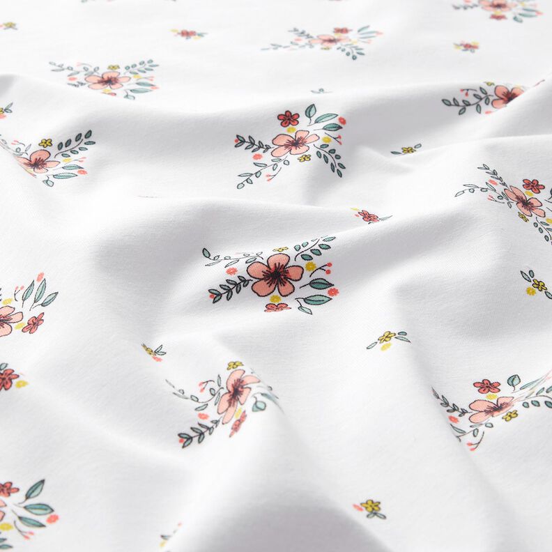 GOTS Bomullsjersey Spridda blommor | Poppy Fabrics – vit,  image number 2
