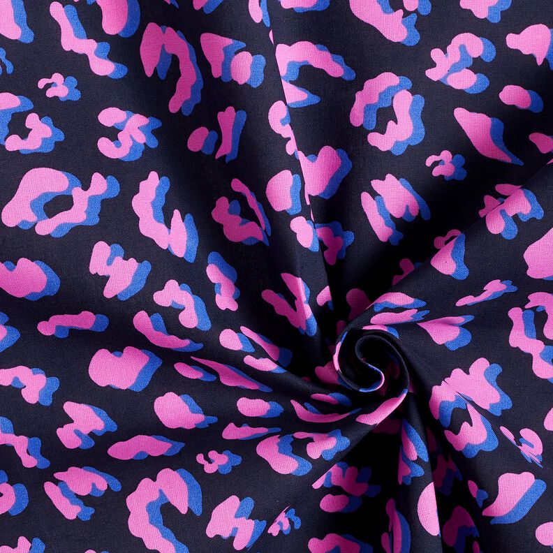 Behandlad bomull Abstrakt Lejon | Poppy Fabrics – nattblå/pink, image number 3