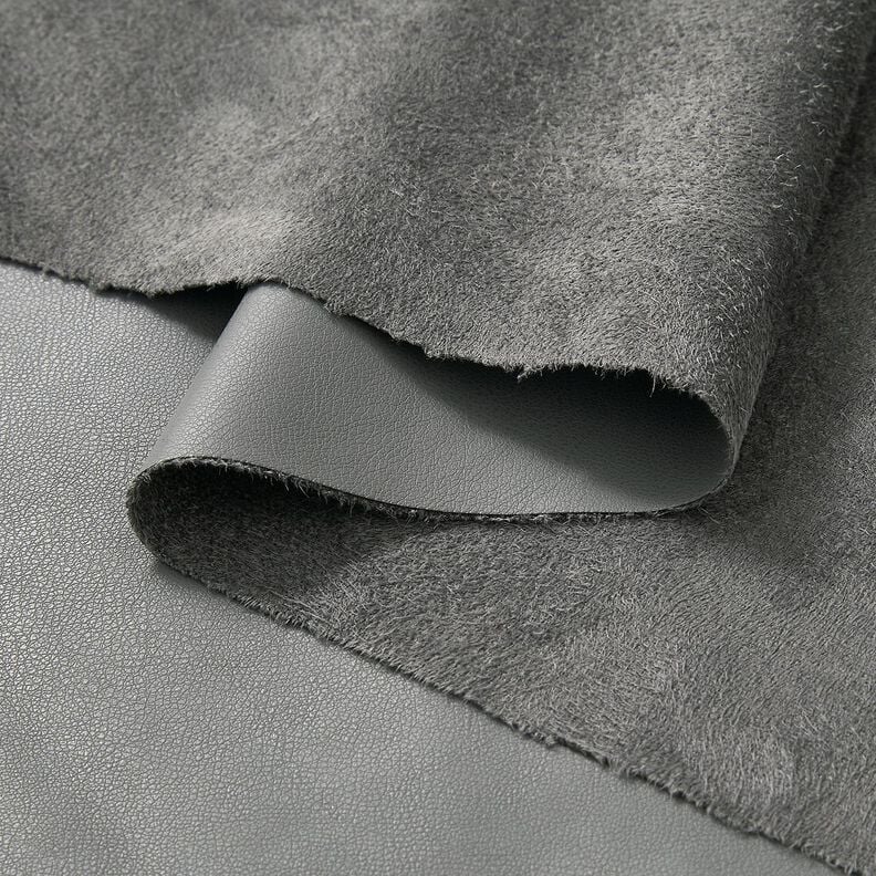 Konstläder med velourbaksida  – grå,  image number 3