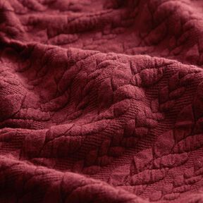 Jerseyjacquard Cloqué Flätat mönster – bordeauxrött, 