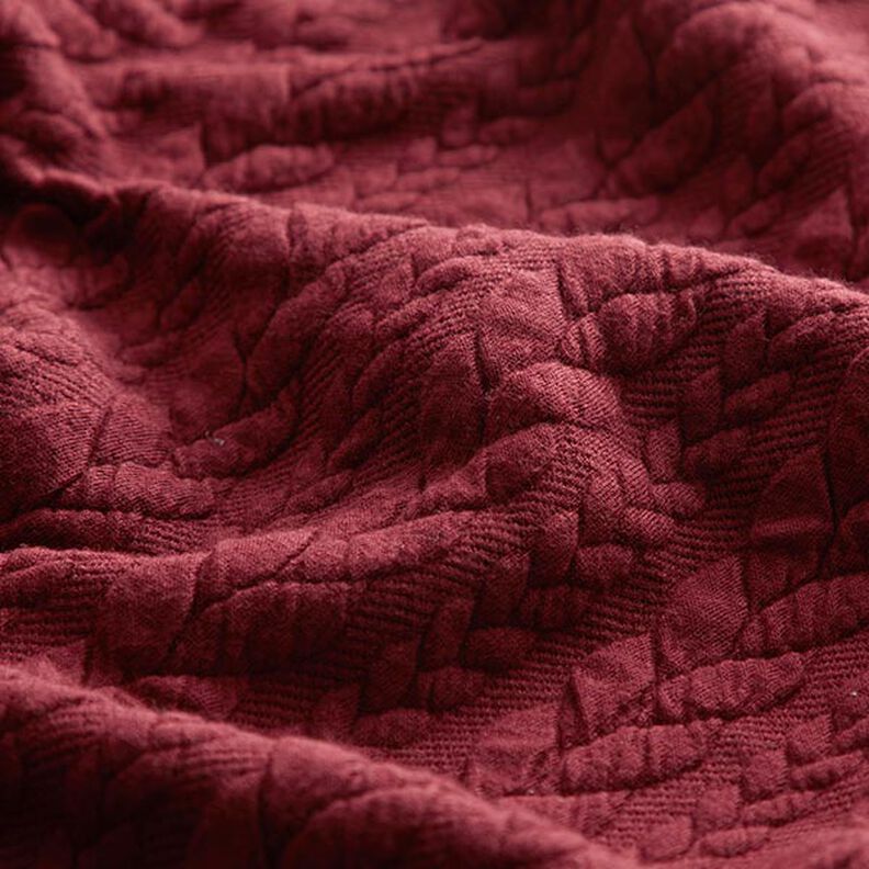 Jerseyjacquard Cloqué Flätat mönster – bordeauxrött,  image number 2