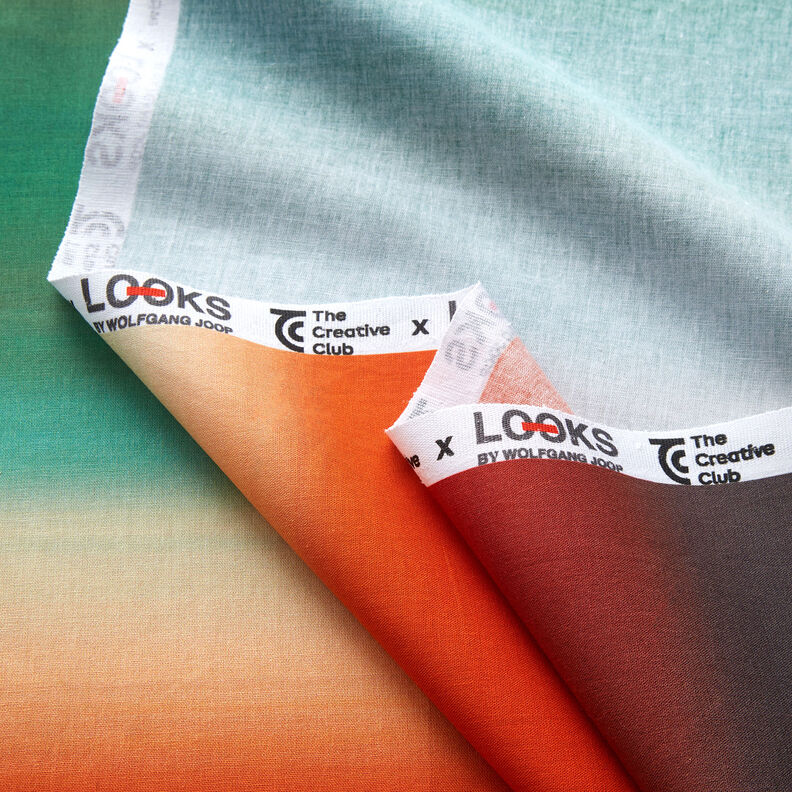 GOTS Bomullsbatist Solnedgång färggradient | TCC x LOOKS by Wolfgang Joop – brandgul/skiffergrått,  image number 4