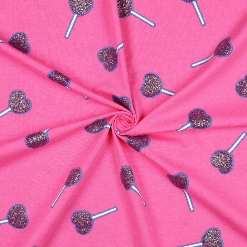 Bomullsjersey Glittriga hjärtklubbor | Poppy Fabrics – pink,  image number 3