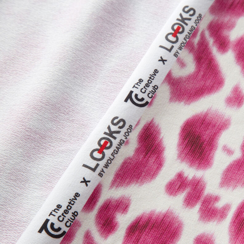 GOTS French Terry Leopardmönster i batik | TCC x LOOKS by Wolfgang Joop – purpur/vit,  image number 4