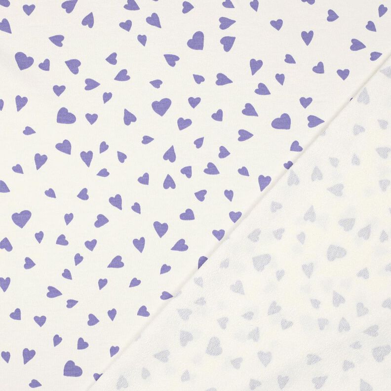 Sommarsweat hjärtan | Poppy Fabrics – elfenbensvit/fläder, image number 3