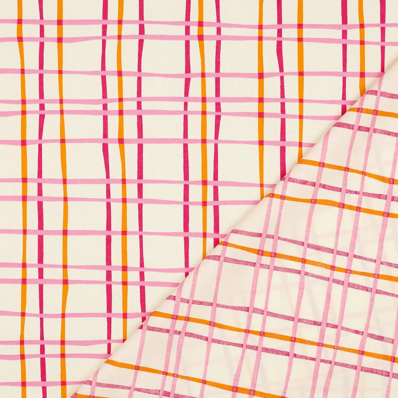 Bomullspoplin Vågiga rutor | Poppy Fabrics – kräm/rosa,  image number 4