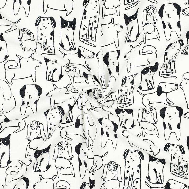 Bomullsflanell hundar | Poppy Fabrics – vit/svart,  image number 3
