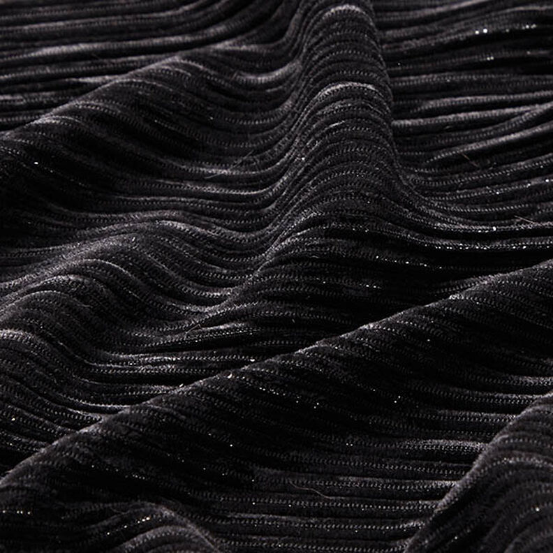 plisserad sammet Lurex enfärgad – svart,  image number 2