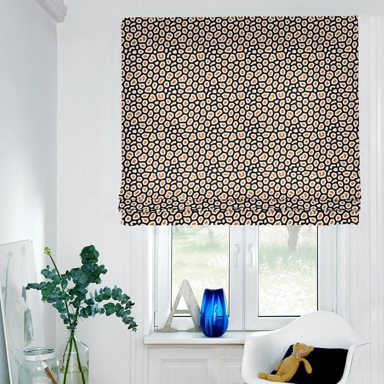 Dekorationstyg Halvpanama abstrakt leopardmönster – svart/cashew, image number 6