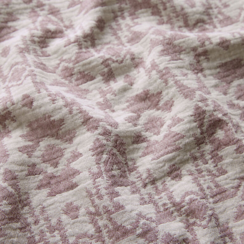 Muslin/Dubbel-krinkelväv Jacquard-Aztekmönster | by Poppy mörk gammelrosa/dimgrå, image number 3
