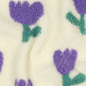 Teddyplysch tulpaner | Poppy Fabrics – elfenbensvit, 