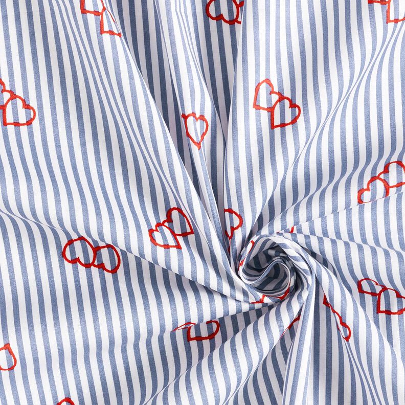 Poplin Stretch ränder och hjärtan – vit/indigo,  image number 3