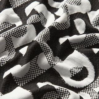 Jacquardjersey Geometriska mönster och rutor – svart/vit, 
