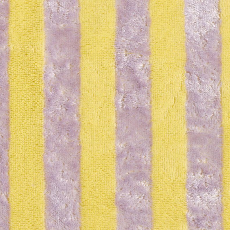 Frottétyg Bambus blockränder – gul/fläder,  image number 1