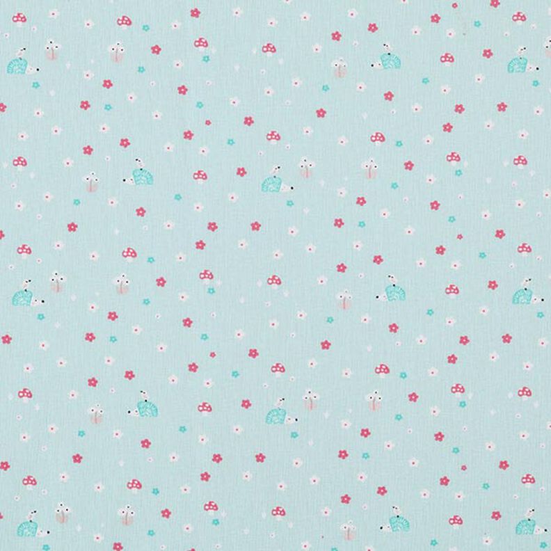 Poplin igelkott och svamp – babyblått, image number 1