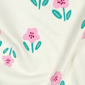 French Terry Sommarsweat Blommor| by Poppy – yllevit/rosa, 