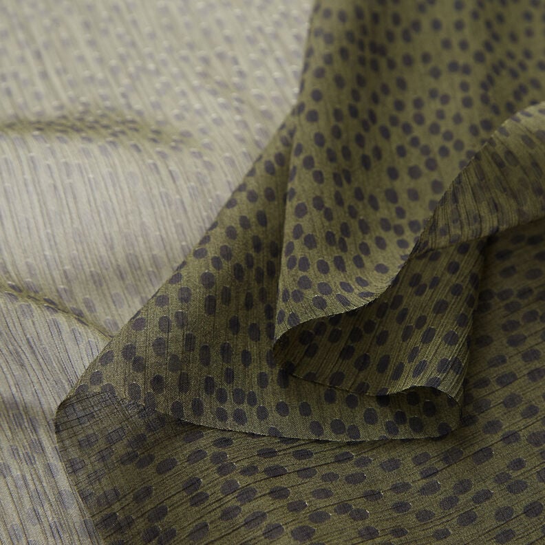 Crepe-chiffong stora prickar &ndash; khaki/svart,  image number 3