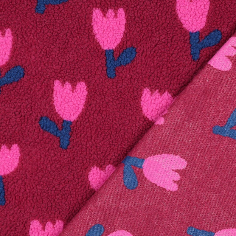 Teddyplysch tulpaner | Poppy Fabrics – karminröd, image number 4
